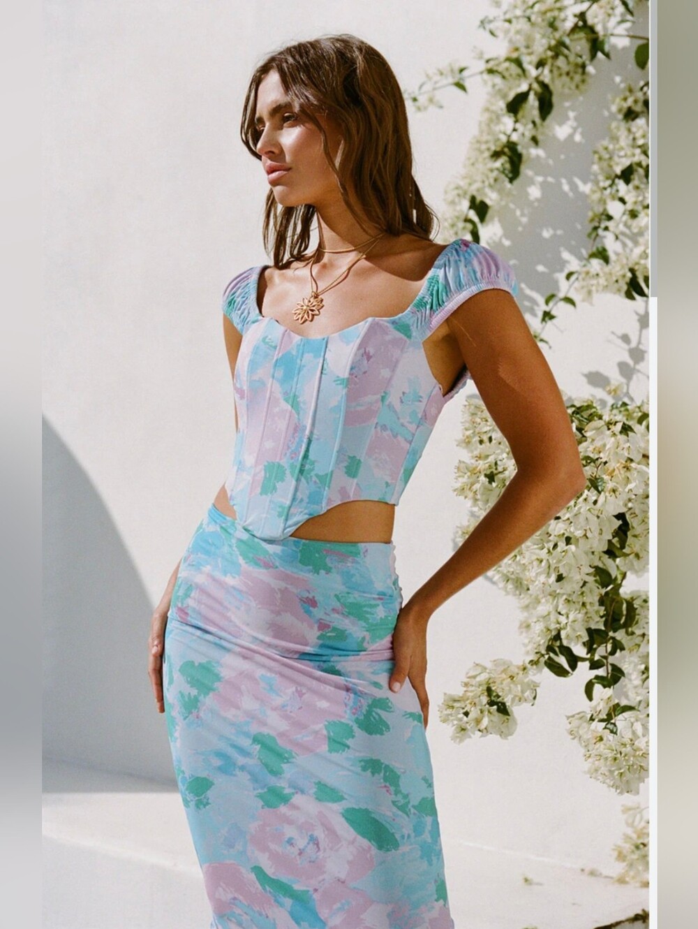 Sabo Skirt Blue and Pink 2 Piece Set